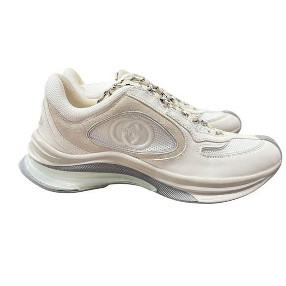 Gucci Womens White Run Sneaker Beige Suede 39 9 Chunky Trending - Picture 6 of 10